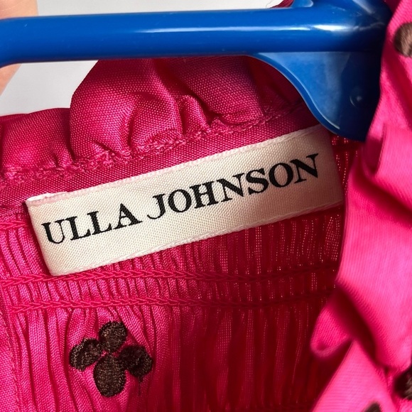 Ulla Johnson Pink Aurele Mini Dress Sz 0 Smocked Silk Blend Puff Sleeve Cocktail - Picture 6 of 16